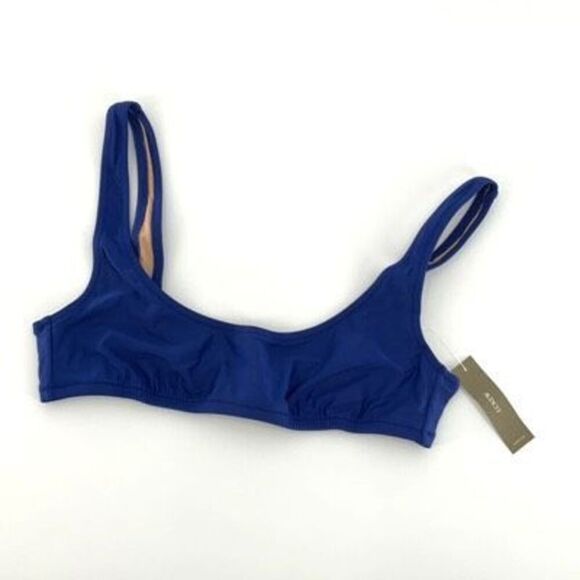 J. Crew Blue BX611 Heritage Scoopneck Bikini Top Swimsuit Size XS NWT - Picture 1 of 3